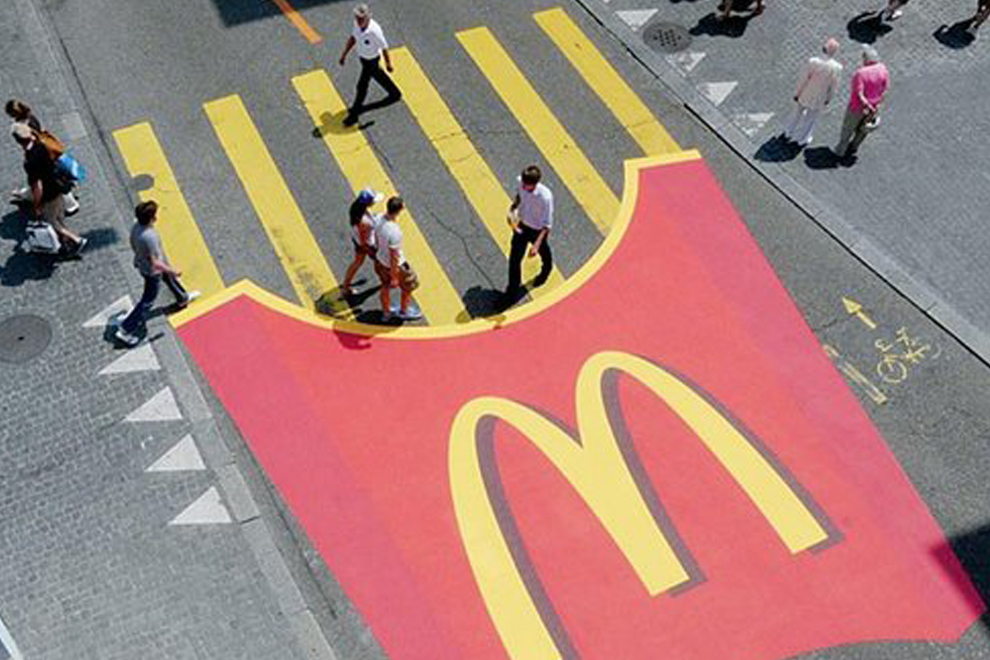 mc donalds walk pedestrians zebra